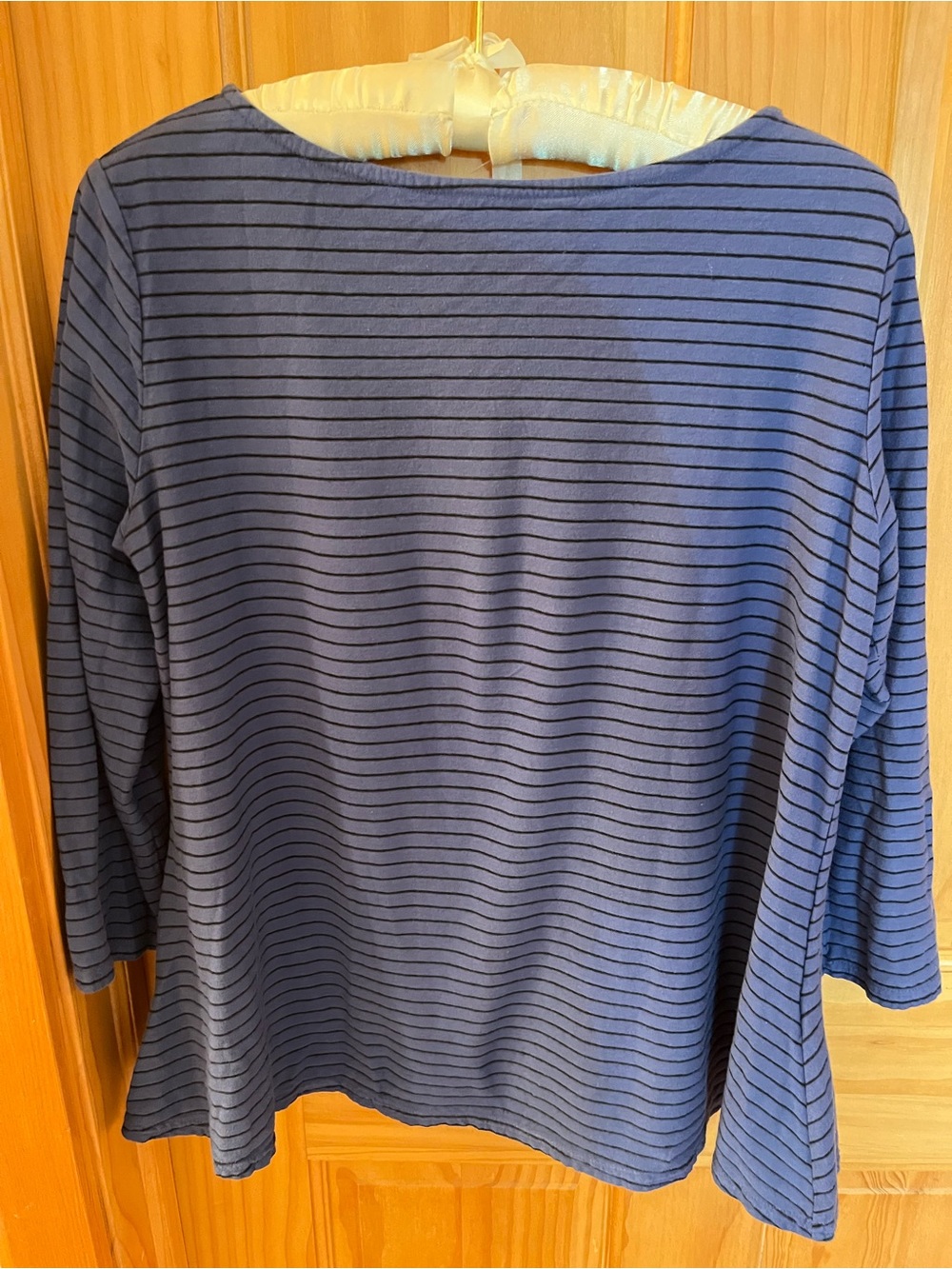 Cut Loose Navy Blue Striped 3/4 Sleeve Boatneck Top